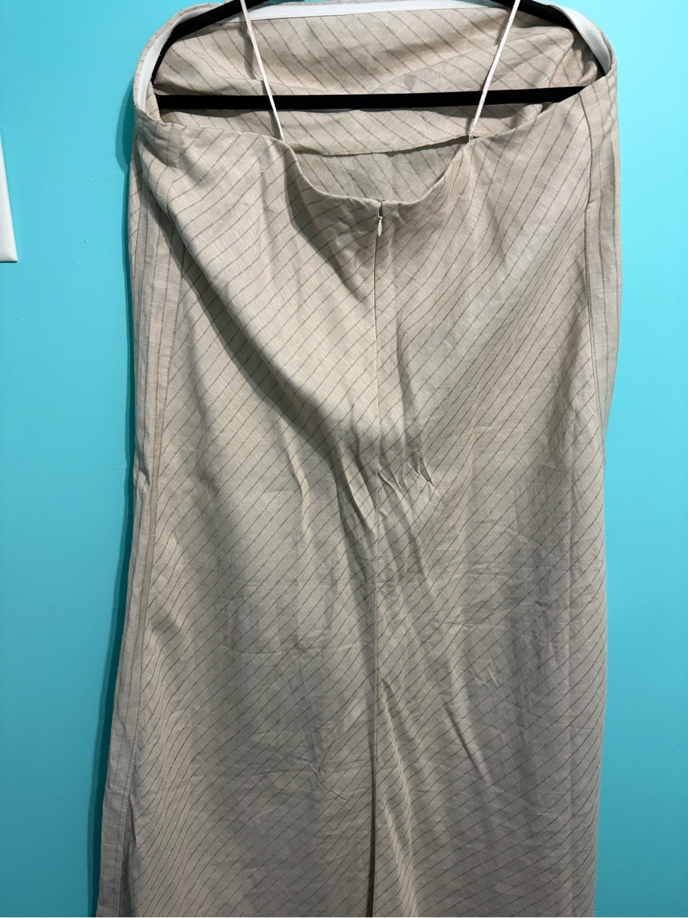 Banana Republic linen blend Classic Beige Pinstripe Women’s Strapless dress